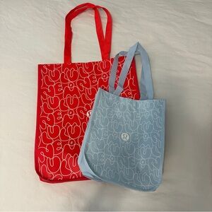 lululemon athletica Red and Blue Shopping Totes